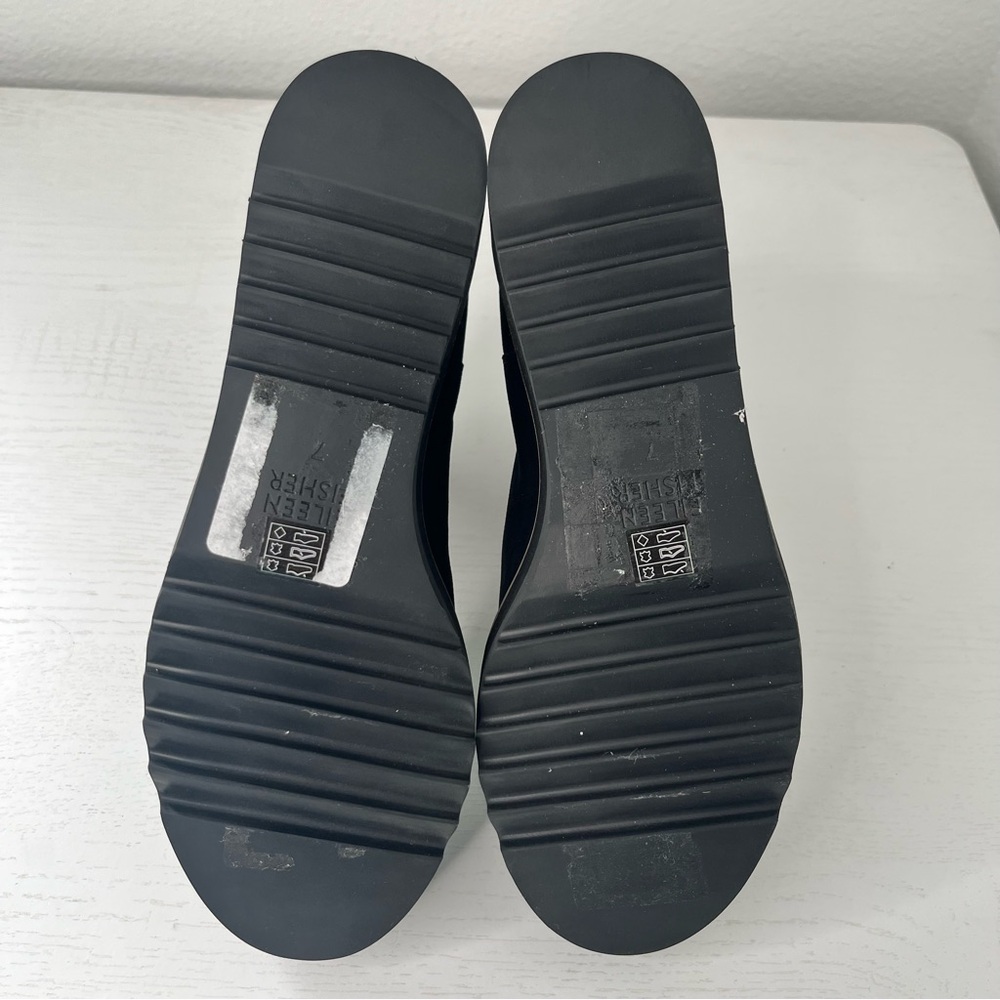 Eileen Fisher Black Lilou Nubuck and Recycled Stretch Knit Bootie Women's Size 7 - Picture 7 of 8